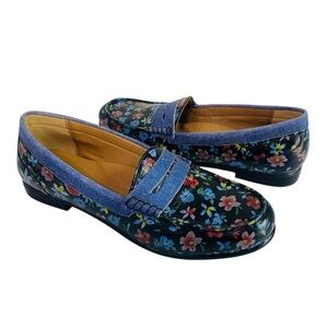 Array Harper Leather Floral Loafers Size 9.5